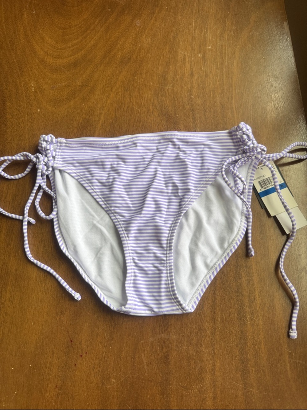 Hula Honey Lavender and White Striped Bikini Bottoms